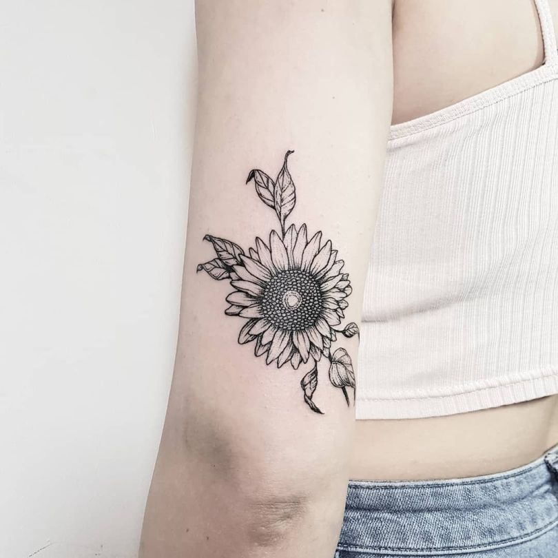 awesome-black-gray-sunflower-tattoo-by-Lee-Humphries-1