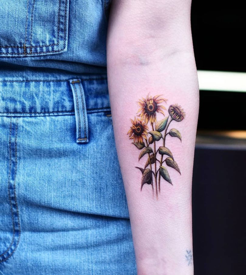 beautiful-sunflower-tattoo-by-DRAGON-Bang-Bang-NYC-1