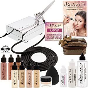 Belloccio Deluxe Airbrush Cosmetic Makeup Set with 4 x Foundation Shades