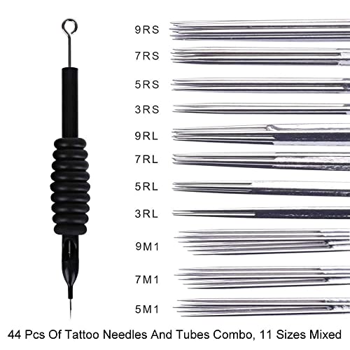 YOUZONE 44pcs Pre-sterilized Assorted Tattoo Needles